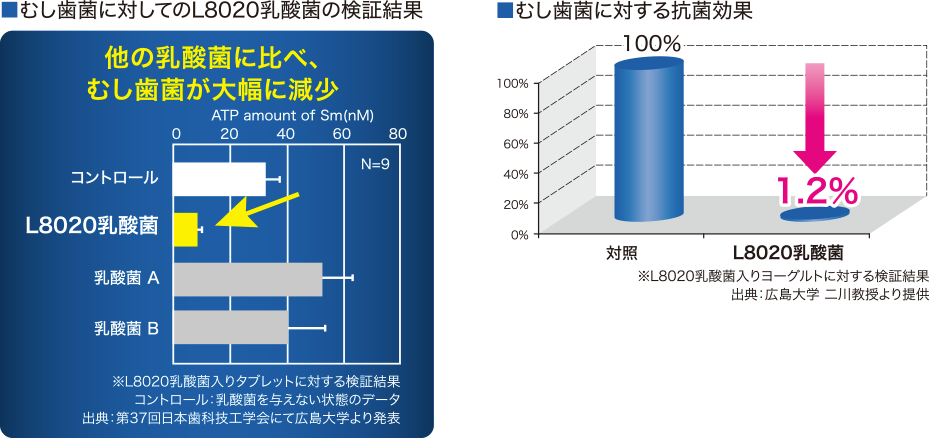 歯周病菌・むし歯菌に対しての乳酸菌の効果